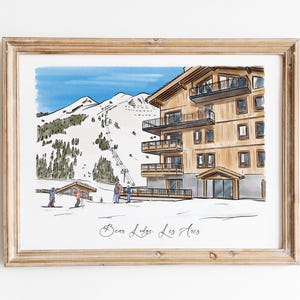 Custom Watercolor Painting From Photo, Family Favorite Place Illustration, Travel Memories, Where It All Began, How We Met, Skier Gift