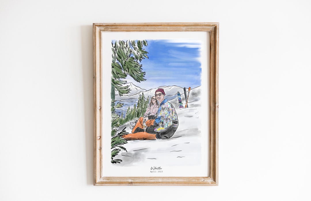 Custom Watercolor Painting From Photo, Couple Portrait, Favorite Place