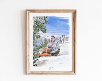 Pintura de acuarela personalizada a partir de una foto, retrato de pareja, boceto de un lugar favorito, dónde empezó todo, ideas de regalos de Navidad para tu novio