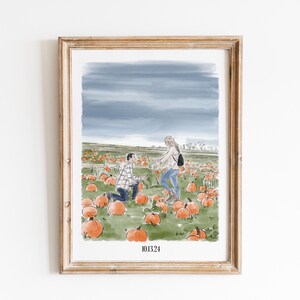 Aangepaste aquarel van foto, handgetekende verlovingsschets, waar het allemaal begon, portret voorstel stel, jubileumcadeau