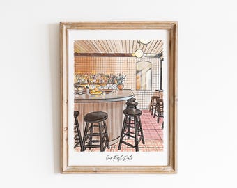 Custom First Date Portrait, Where It All Began, Where We Met, Our First Date Location, Watercolor Painting From Photo, Anniversary Gift