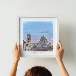 Gepersonaliseerde handgeschilderd aquarelportret, op maat gemaakte reisherinneringen illustratie, waar het allemaal begon, aangepast schilderij van foto, digitaal