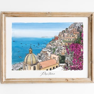 Gepersonaliseerde favoriete plek aquarelschets, op maat gemaakte reisherinneringen illustratie, waar het begon, aangepaste landschapstekening