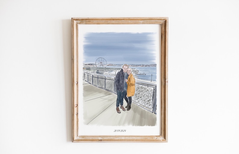 Custom Watercolor Painting From Photo, Couple Portrait, Favorite Place