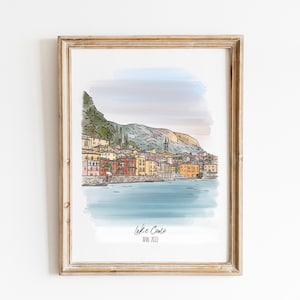 Gepersonaliseerde favoriete plek aquarelschets, op maat gemaakte reisherinneringen illustratie, waar het begon, aangepaste landschapstekening