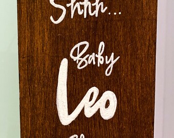 Custom Hand Painted "Shhh... Baby [Child's Name] is Sleeping" Door Hanging Sign Personalized