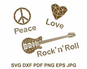 Free Free 254 Peace Love Rock And Roll Svg SVG PNG EPS DXF File