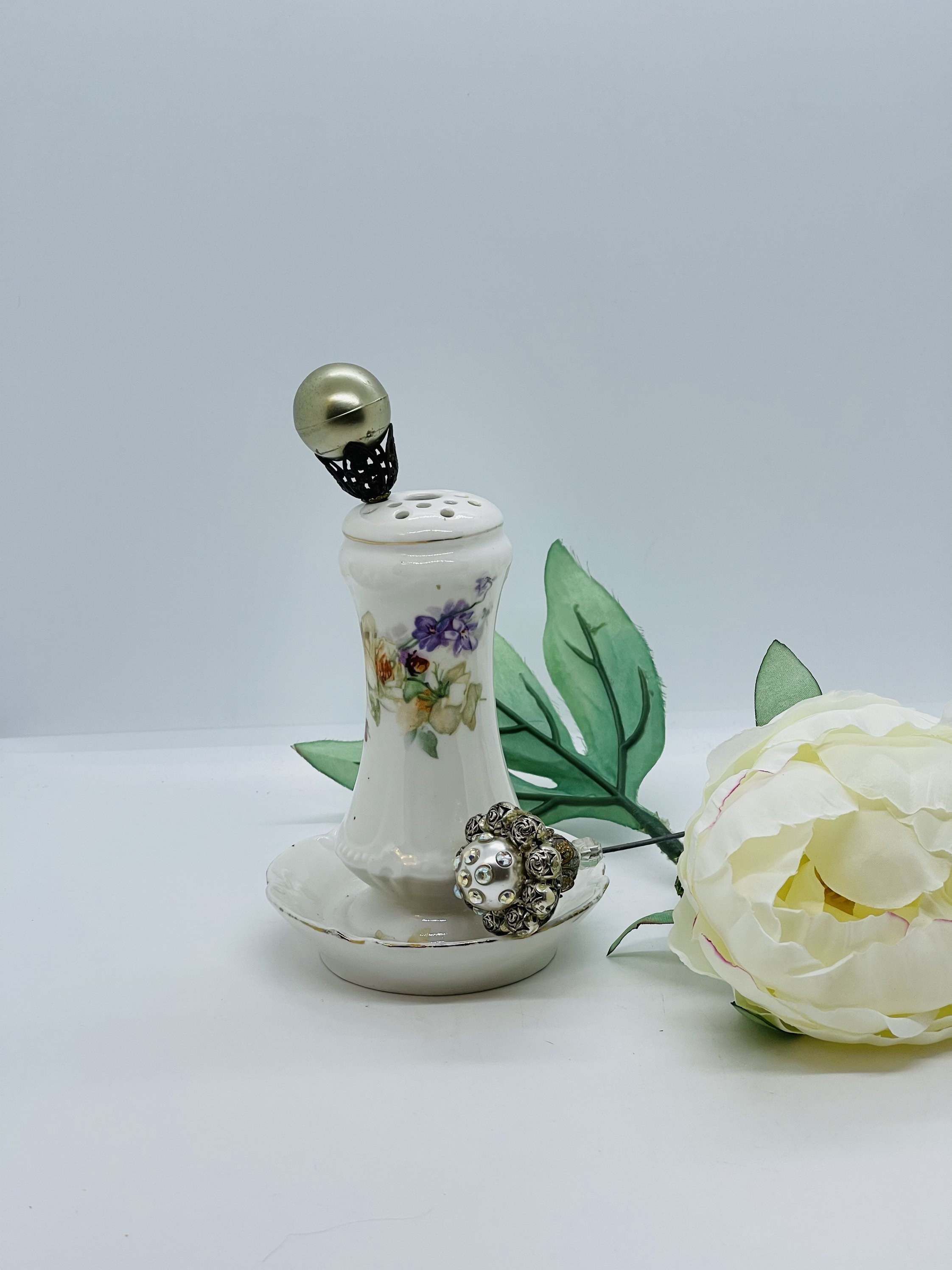 Antique Limoges Hat pin holder + hat pins Antique Limoges France Hat Pin Holder 9-Hole Porcelain  main image 3