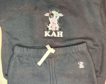 Conjunto de sudadera y pantalones para niños con bordado personalizado y nombre