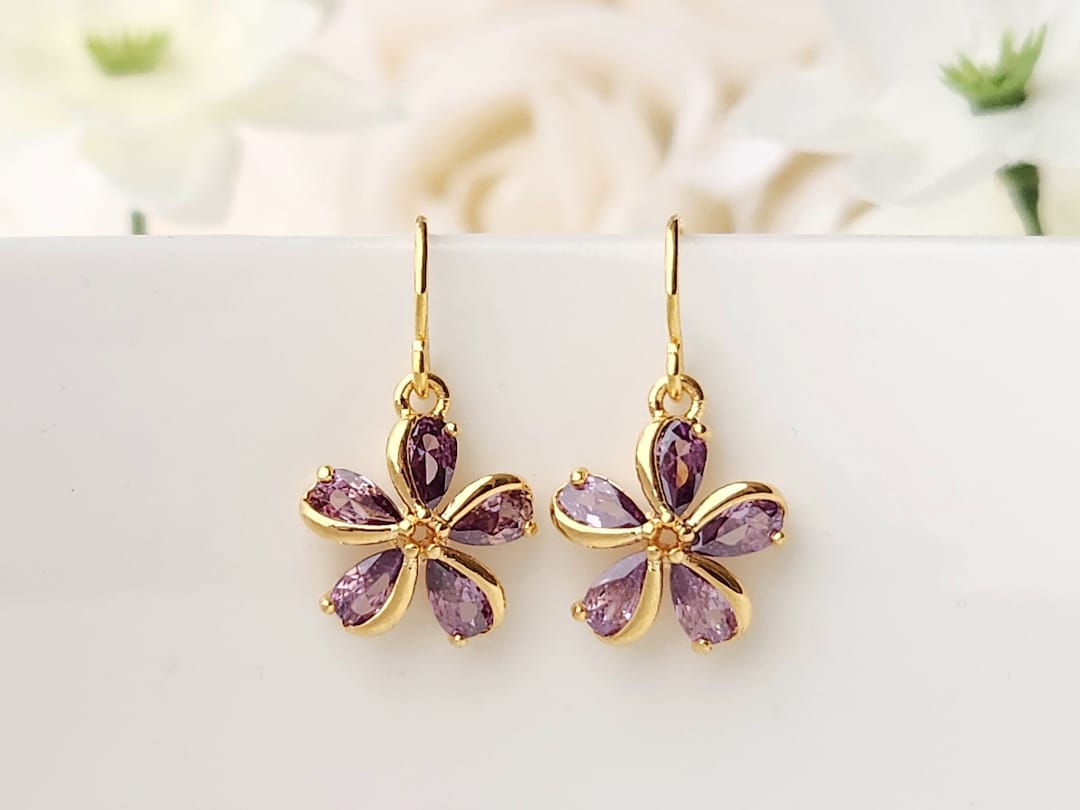 Flower Earrings Two-Tone Purple