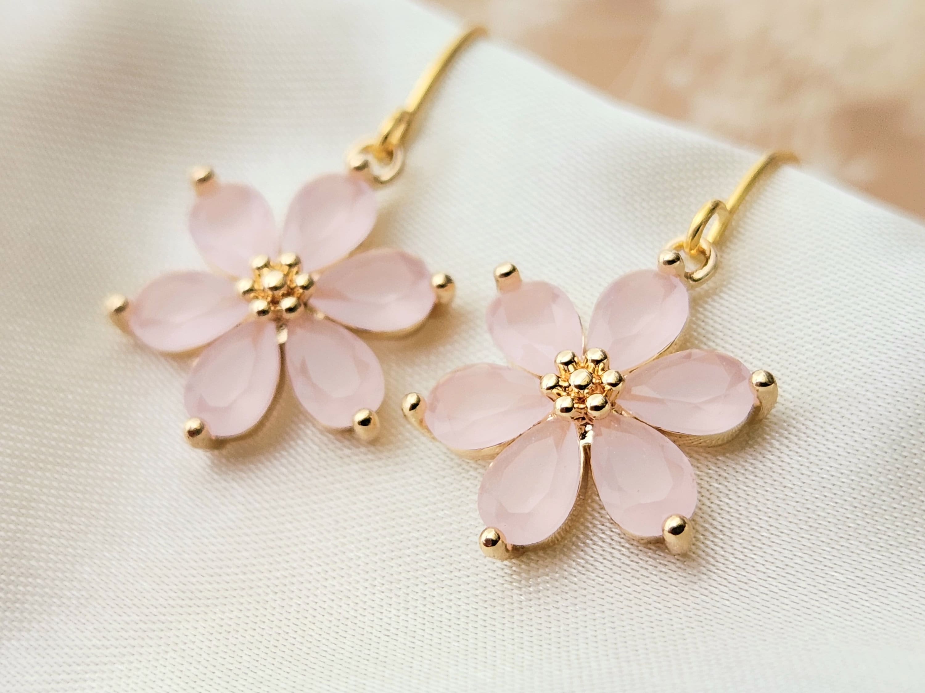Pink and white earrings best sale