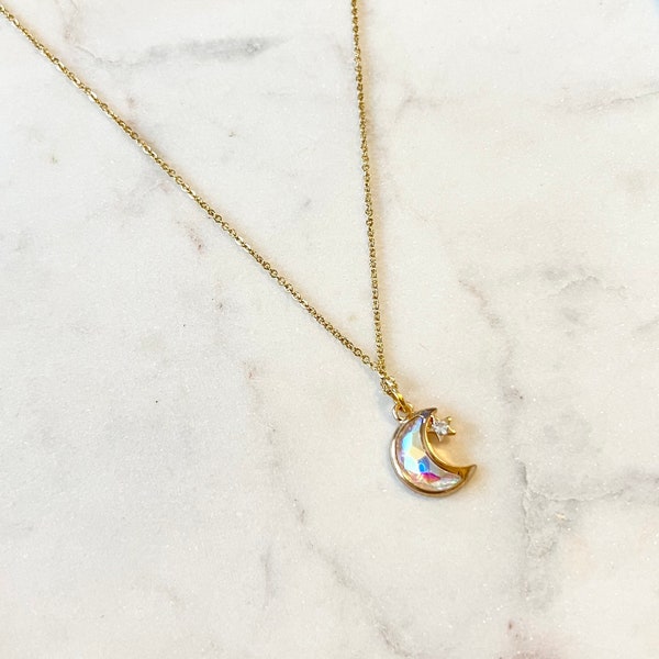 Moon and Star Girls Charm Necklace little girl jewelry daughter