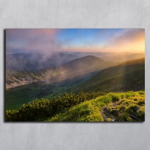 Paesaggio montano stampabile, Download digitale di fotografie, Stampe di paesaggi, Sfondo primaverile scaricabile, Foto del tramonto, Poster sulla fauna selvatica