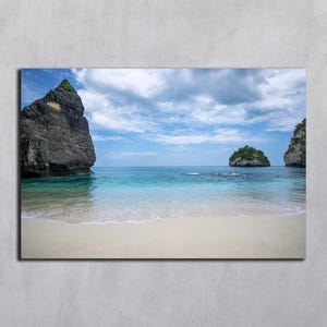 Impresión oceánica, Arte mural de playa, Paisaje tropical costero, Imágenes descargables, Descarga digital de arte mural oceánico, Póster horizontal, Fotografía neutra