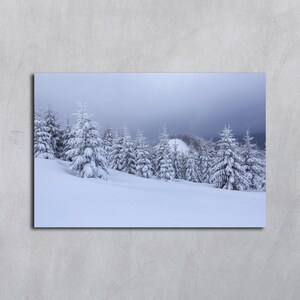 Paesaggio invernale Foresta download digitale Arte murale di montagna Albero innevato fotografia stampabile Cartoline stampabili Paesaggio invernale da favola Arte murale