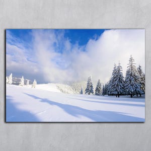 Fondo de invierno, Fotografía digital descargable, Bosque nevado de invierno, Impresiones para descargar e imprimir, Postales de montaña, Decoración navideña