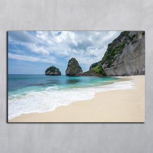 Photographie de l'océan, paysage de plage téléchargeable, impression esthétique bleu clair, photo d'art de l'océan, art mural de plage horizontal, téléchargement numérique