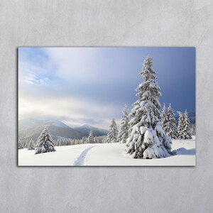 Téléchargement numérique de photographies d'hiver, photo horizontale de paysage, impression de forêt, montagnes des Carpates, paysages d'hiver, impression d'arbre enneigé