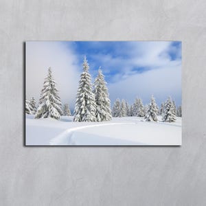 Paesaggio invernale, download digitale di alberi, decorazioni murali di montagne, fotografie stampabili di foreste innevate, cartoline da stampare, decorazioni murali natalizie