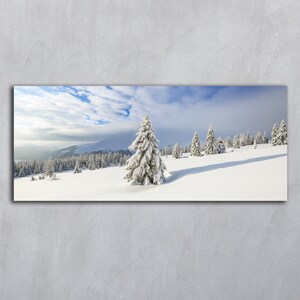 Paysage panoramique d'hiver Art mural d'hiver Grande image numérique imprimable de forêt Impressions d'hiver à télécharger Photographie de forêt de Noël enneigé