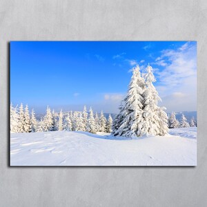 Photographie d'hiver, Téléchargement numérique, Photo des Carpates à télécharger, Impressions de paysages, Impressions horizontales de la nature, Épinette d'Ukraine