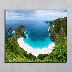 Impresión de fotografía del océano, arte mural de playa, paisaje tropical costero, descarga digital del océano, póster horizontal de playa Foto imprimible neutra