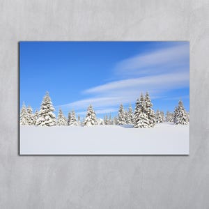 Photographie de paysage, Téléchargement numérique de photos d'hiver, Impression horizontale de forêt, Carpates, Paysages d'hiver, Impression d'arbres enneigés