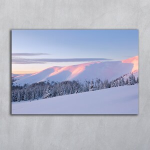 Téléchargement numérique du lever du soleil, art mural paysage, impression d'hiver, photographie de montagne, coucher de soleil en hiver, carte postale, paysage de fond des Carpates