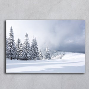Paysage d'hiver, photographies de papier peint en téléchargement numérique, grandes impressions photo, forêt des Carpates, art mural horizontal hiver téléchargeable