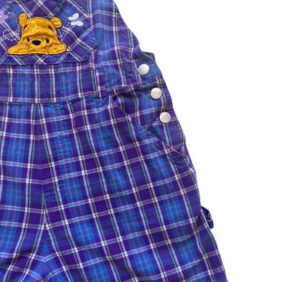 Disney Pooh Vintage Overalls Embroidered Plaid Pu… - image 4