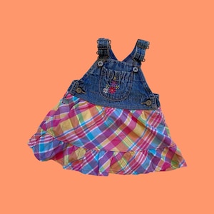 Oshkosh b&#39;gosh Vestbak Denim and Plaid Ruffle Dress (9 months)