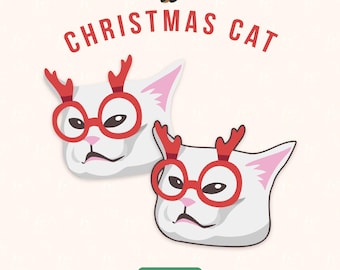 Christmas Meme Cat Cartoon Clipart PNG SVG (Digital Download)