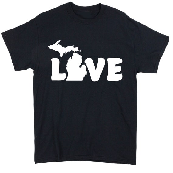 Love Michigan MI Unisex T Shirt Adult Clothes S-5X Plus Size Free Shipping Great Lakes Handmade