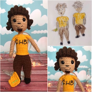 Juguete de peluche personalizado, Juguete hecho a partir de dibujos infantiles, Peluche de crochet, Dibujo infantil para muñeca, Juguete personalizado a partir de una imagen, Marioneta personalizada