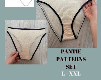 Pantie patterns set, size L-XXL (3 size), Instant Download PDF lingerie sewing pattern
