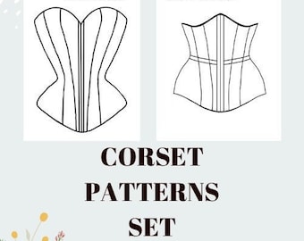 Conjunto de patrones de corsé debajo y sobre el busto para entrenar la cintura PDF Cintura de 23,5" (60 cm), patrones de corsé para coser, patrón de costura de top corto