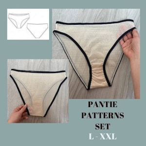 Pantie patterns set, size L-XXL (3 size), Instant Download PDF lingerie sewing pattern