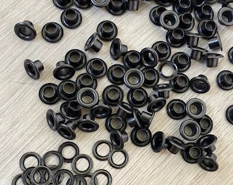 Silver or black Grommet Eyelet STAINLESS STEEL. Premium Quality Grommets Eyelets Washable for Garment, 5MM, packs of 20,50 or 100