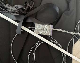 Kit balck color to sew a cotton corset to train the waist, Set of materials for cotton corset, Sewing corset  supplies