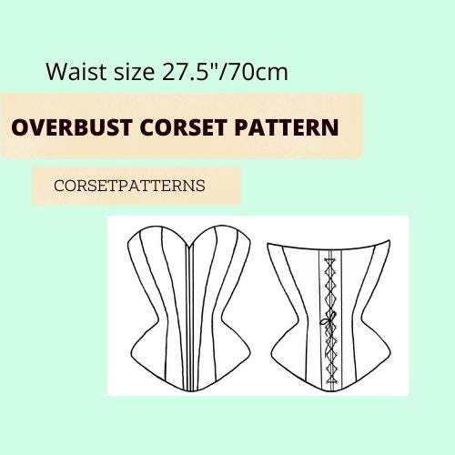 Overbust Corset Pattern PDF 27.5" (70cm) waist, overbust corset  for sewing, crop top sewing pattern