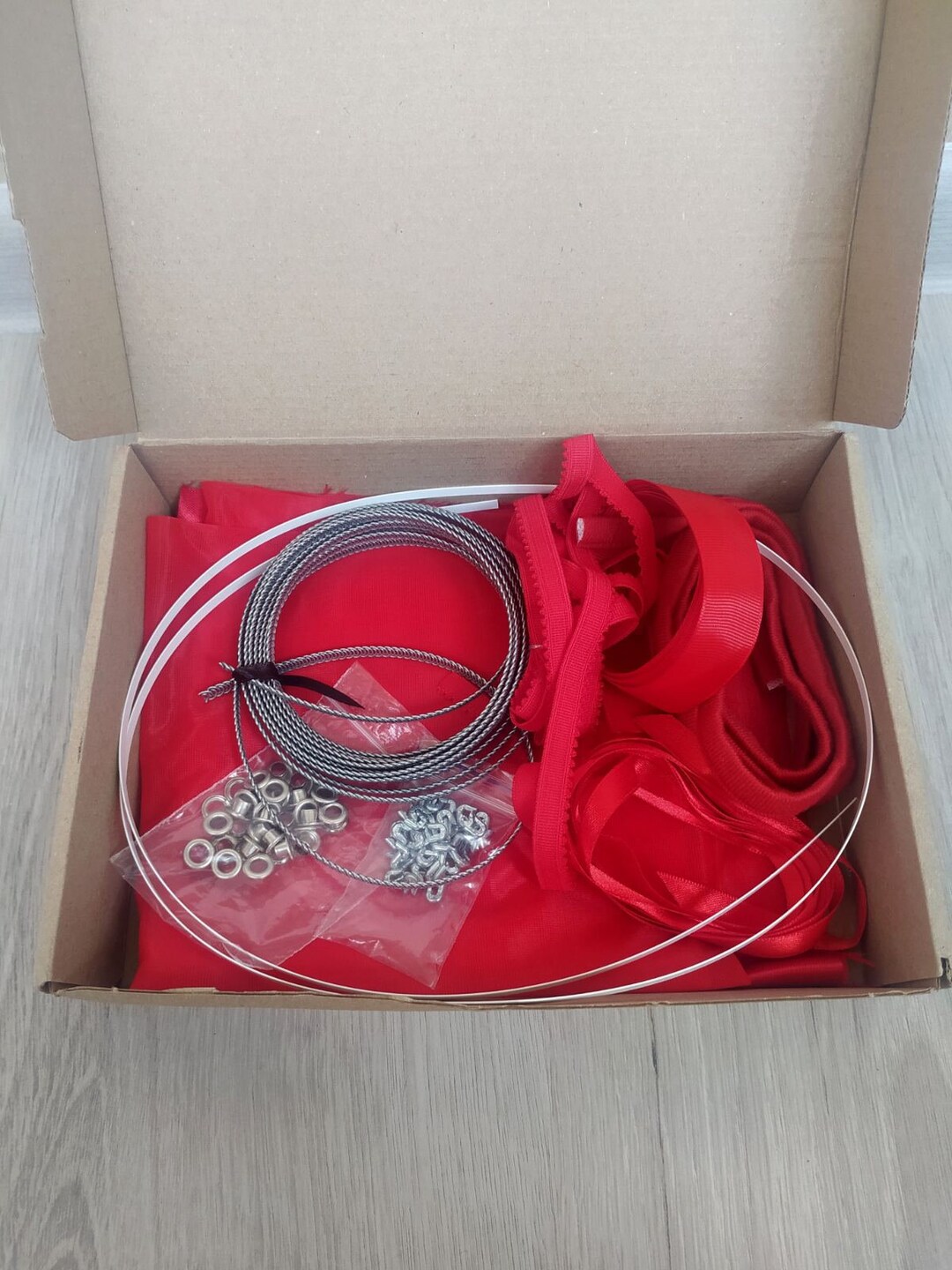 Sewing Corset Supplies, Kit Red Color, Set of Materials for Mesh Corset