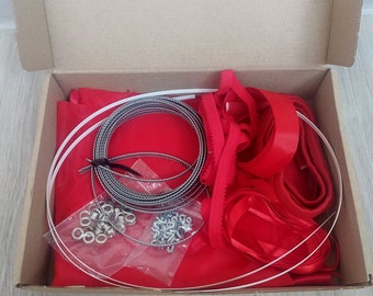 Sewing corset supplies, kit red color, set of materials for mesh corset and  transparent corset, to sew a corset to train the waist