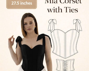 Corset Sewing Pattern PDF Overbust, Structured Lace Up Corset with Ties, Waist 70 cm 27.5 inches