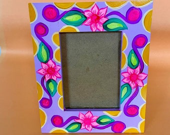 Mexican Hand-Painted Photo Frame - Lavender