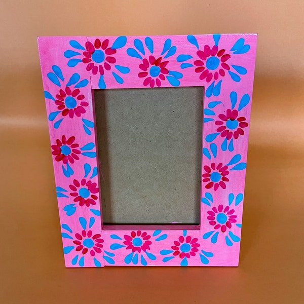 Mexican Hand-Painted Photo Frame - Light Pink