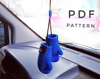Crochet Pattern car accessories |Boxing gloves Car decor-Best sport gift-custom boxing gift. Rear view mirror accessory, Amulet talisman