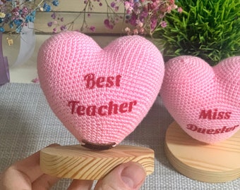 Cute personalized crochet heart for loved ones. Mother's day gift, gift for her/him, your love. Gift for guests for a celebration,for school