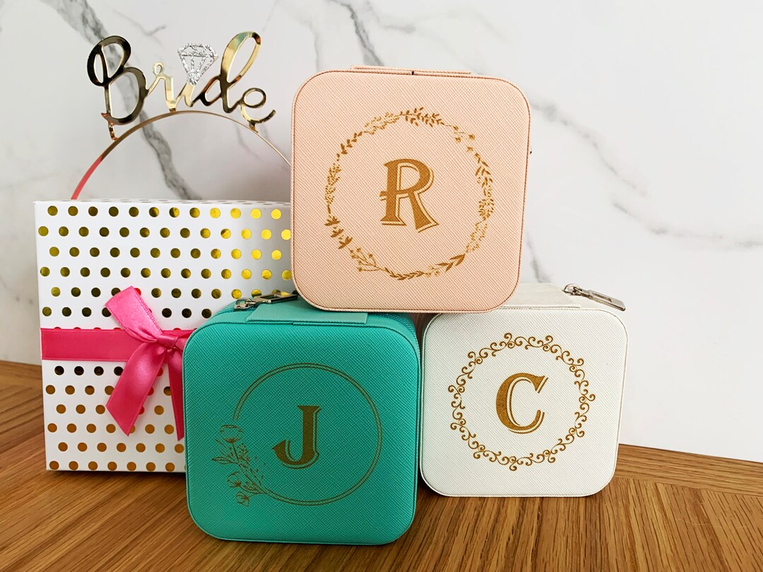 Monogrammed Jewelry Box Square Colorful Jewelry Box Ring & Etsy
