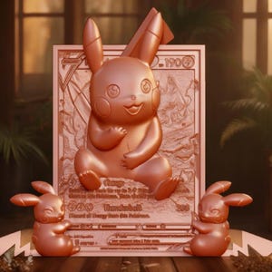 ESPECIAL - Carta Pokémon Pikachu 4D - TripTrapCreations (detalhe MÁXIMO - polígono alto)