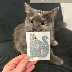 Um mini retrato personalizado do seu gato neste estilo, 7,6 x 10,2 cm (3x4"), em papel. imagem 4